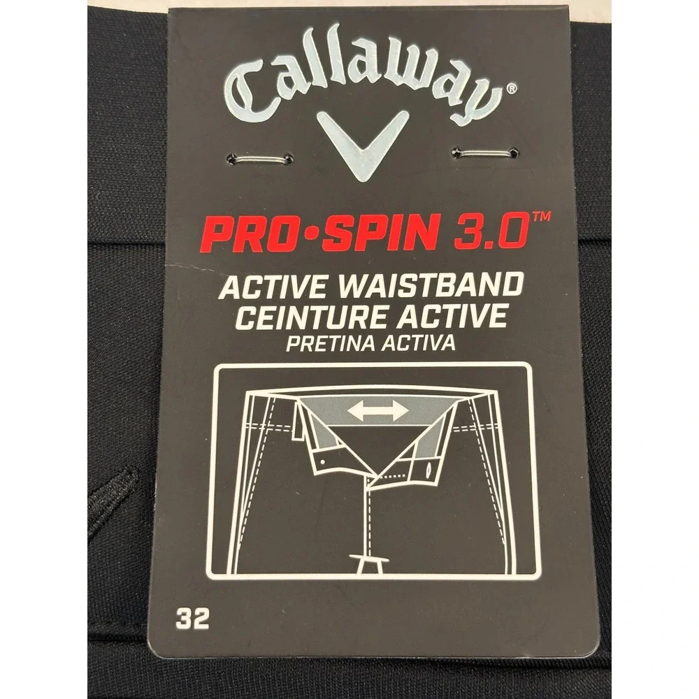 Callaway Mens Pro-Spin 3.0 Golf Shorts Black Active Waistband Opti-Dri UPF 50 32